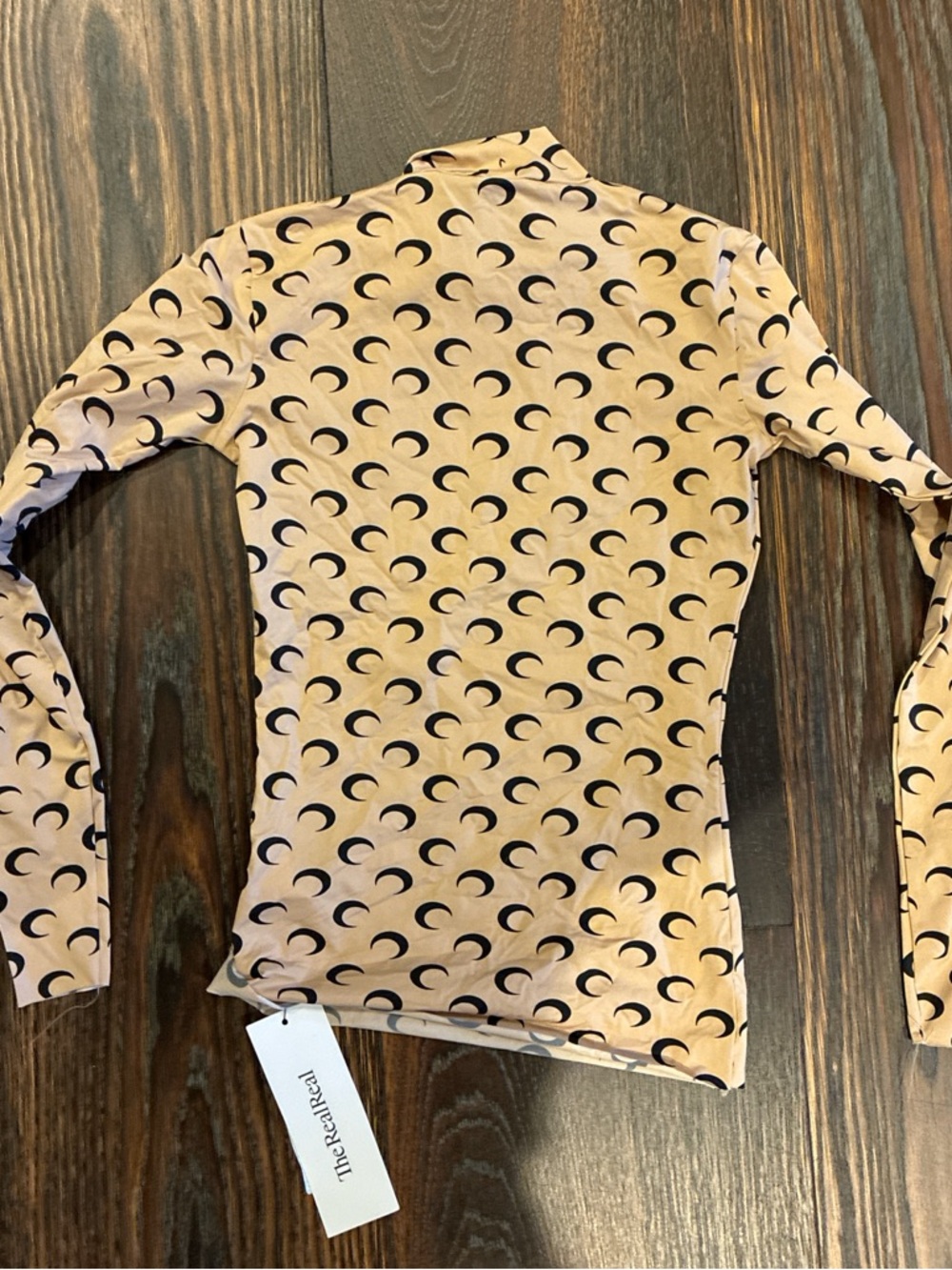 Marine Serre Nude and Black Crescent Moon Long Sleeve Top